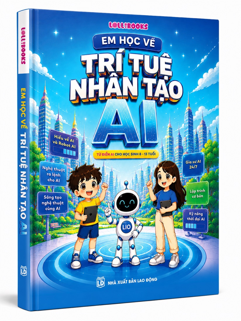 Bìa sách Em học về Trí tuệ nhân tạo AI — Combo sách + khoá học